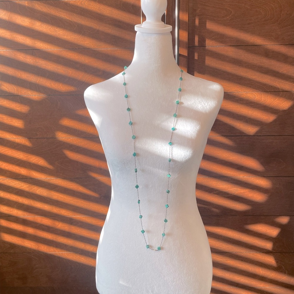 Versatile Long (46.5”) Multi Turquoise cross necklace and matching earrings